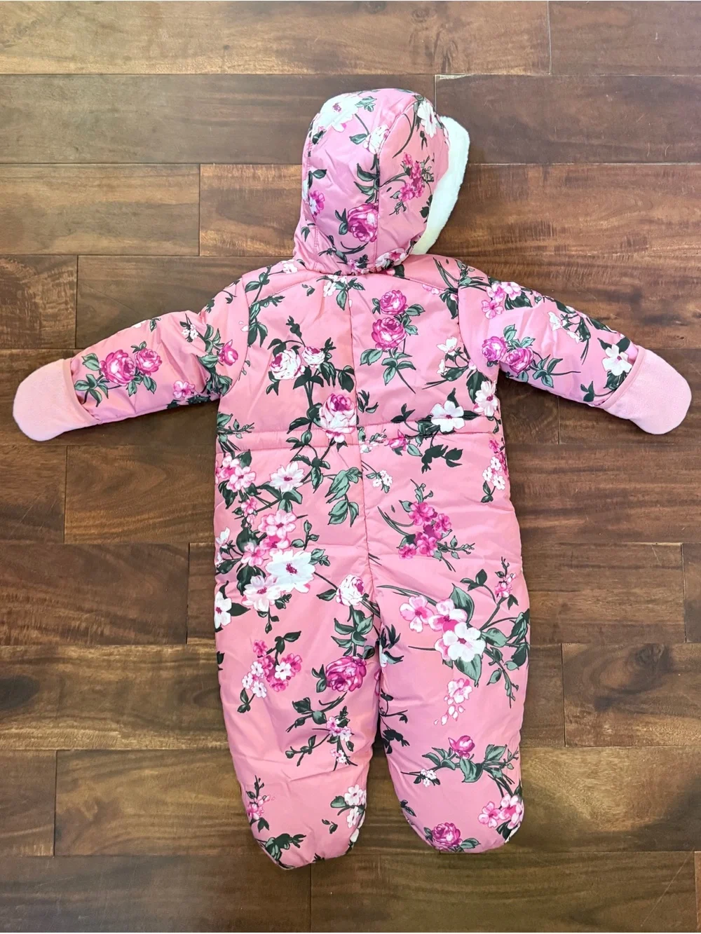 The Children's Place Pink Floral Fleece-Lined Baby Snowsuit